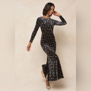 Elegant Floral Black Dress